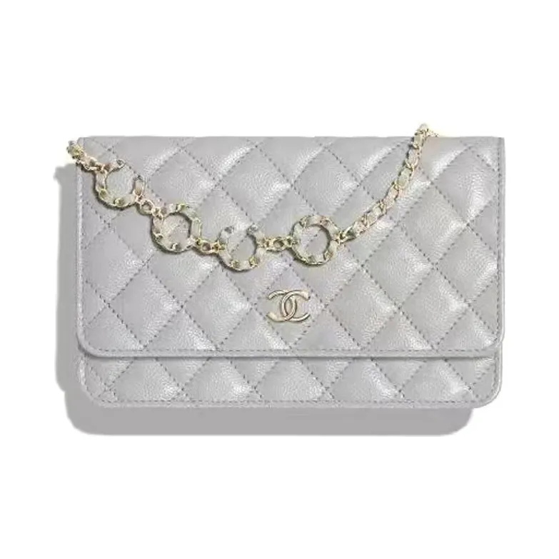 CHANEL Grain Embossed Calfskin Shoulder Bag, Crossbody Bag Women's Gray-0