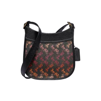 COACH Emery Canvas With Leather Canvas Bag Shoulder Bag Crossbody Bag Small Size Women's Black Red Yellow