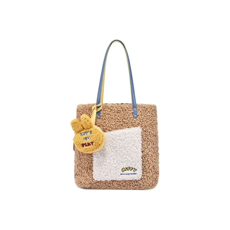 Miffy Lambswool Tote Bag Women's Khaki/Ecru-0