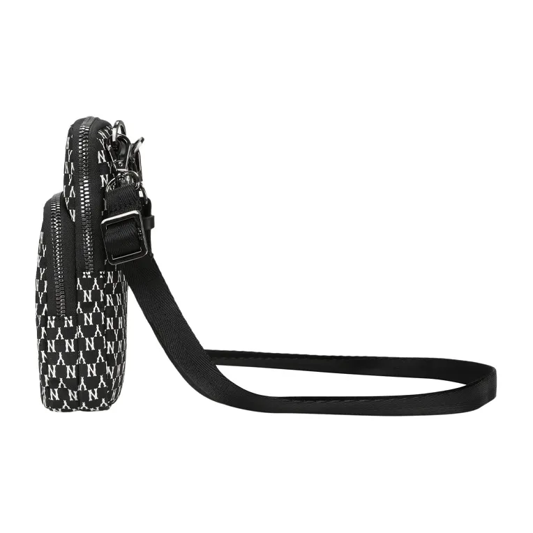 MLB Nylon Fabric Cell Phone Pouch, Shoulder Bag, Crossbody Bag Mini Unisex Black-3