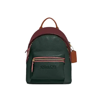 COACH Charter Leather Backpack Small Size Unisex Green Red Brown Multicolor