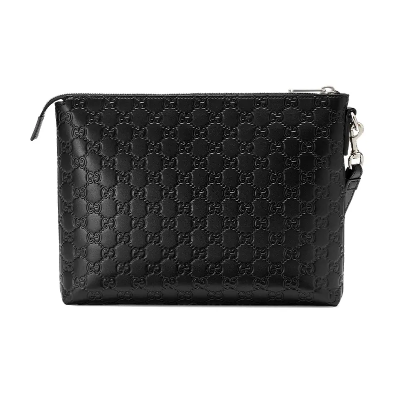 GUCCI Leather Clutch Men's Black-1