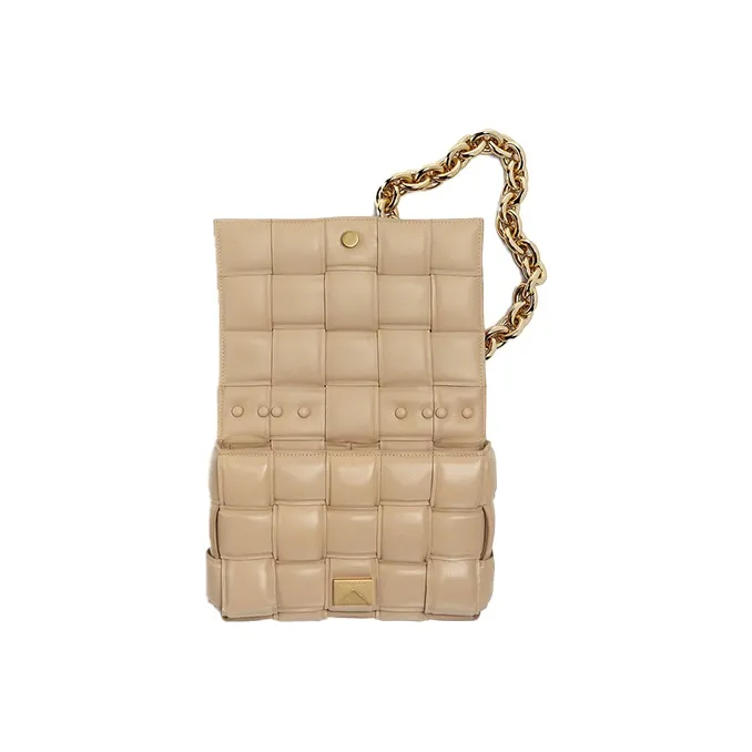 Bottega Veneta Chain Cassette Padded Intreccio Shoulder Bag Porridge-2