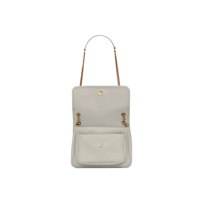 SAINT LAURENT Lambskin Hobo Bag One Shoulder Handbag Crossbody Bag Mini Women's White-3
