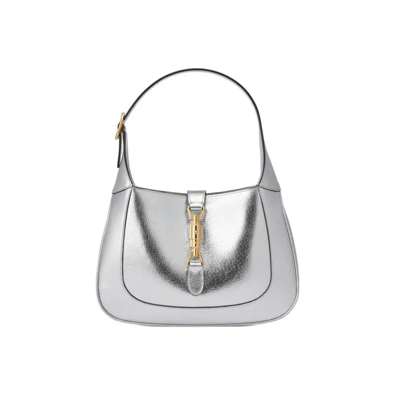 GUCCI Jackie 1961 Leather Crescent Shoulder Bag Shoulder Bag Small Size Women's Silver-1