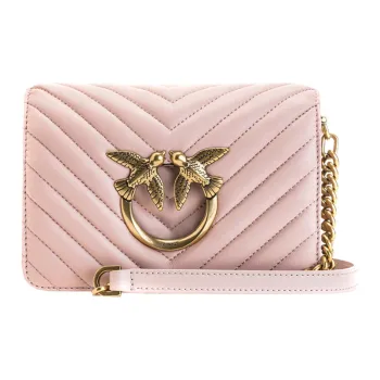 PINKO Leather Crossbody Handbag Shoulder Bag Women's Pink