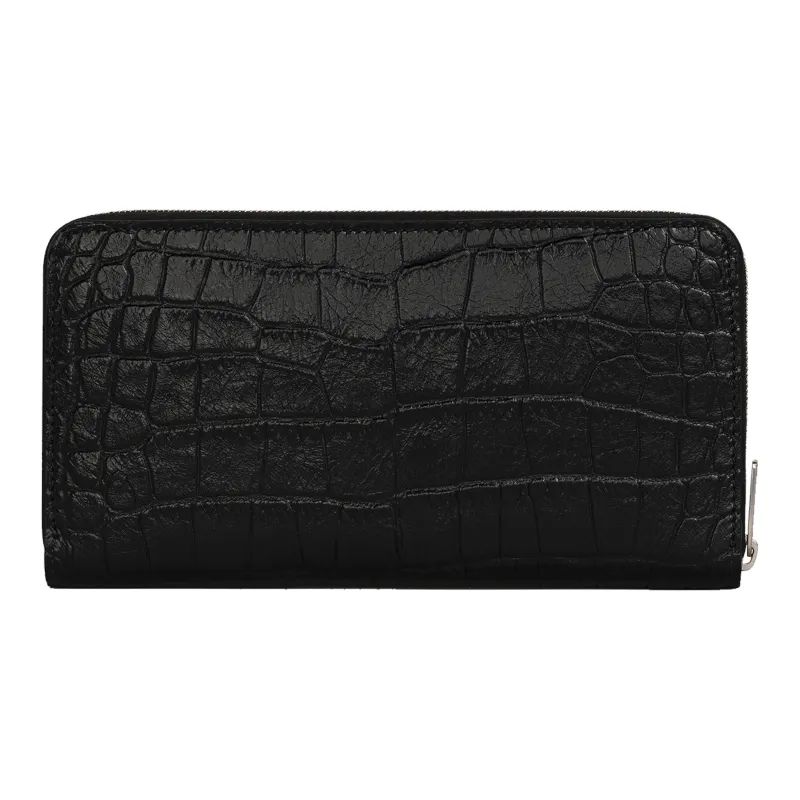 CELINE Calfskin Clutches Wallets Large Size Men's Black-2