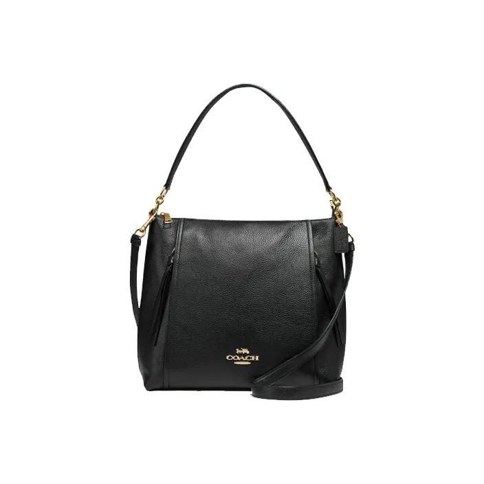 COACH Marlon Cow Leather Shoulder Bag Handbag Shoulder Bag Crossbody Bag Medium Size Women's Black-0