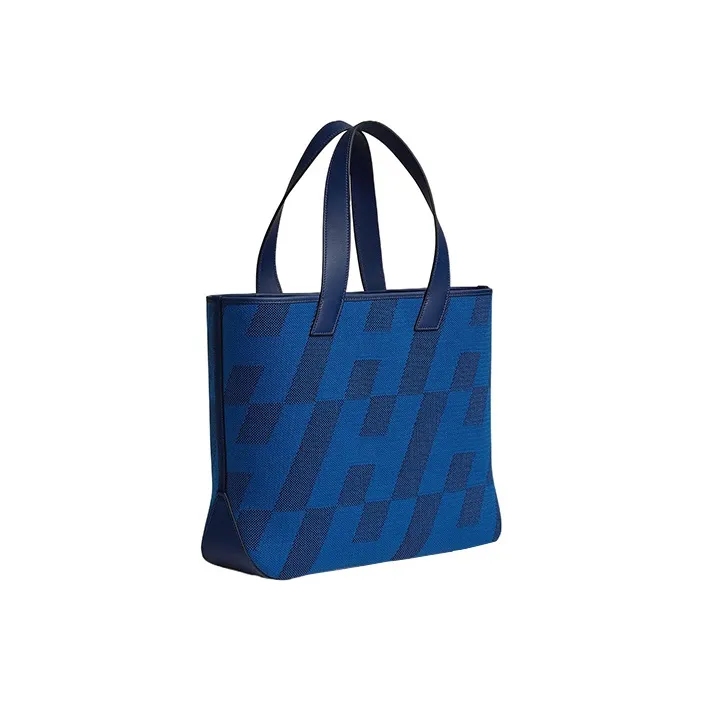 HERMES Cabas H En Biais 40 Bag Bleu France/Noir/Bleu Saphir-2