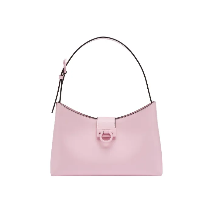 FERRAGAMO Trifolio Cow Leather Shoulder Bag, Shoulder Bag Women's Light Pink Red-0