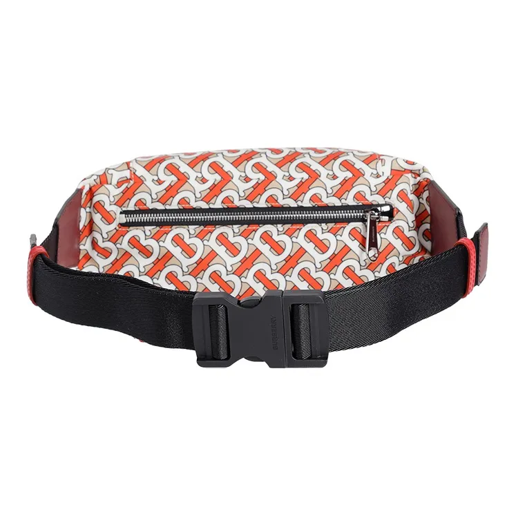 Burberry Canvas With Leather Shoulder Bag Crossbody Bag Sling Bag Fanny Pack Medium Size Unisex Red-2