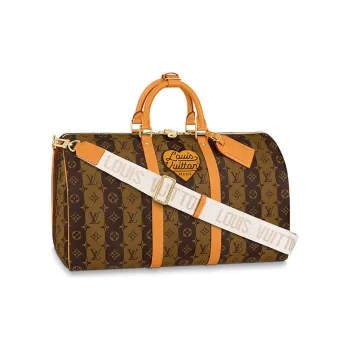 LOUIS VUITTON Keepall Bandouliere X Nigo 50 Monogram Stripes Brown