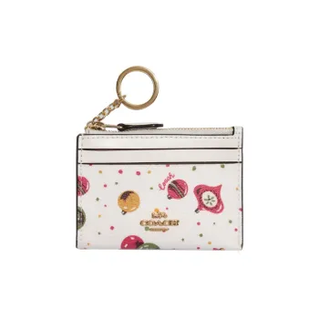 COACH Mini Id Skinny Leather Coin Purse Mini Women's White