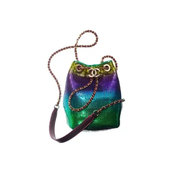 CHANEL Faded Metal Mesh Bucket Bag, Drawstring Bag, Shoulder Bag, Crossbody Bag Mini Women's Multicolor