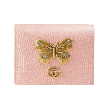 GUCCI Calfskin Wallets Card Holders Women's Pink/Candy Color