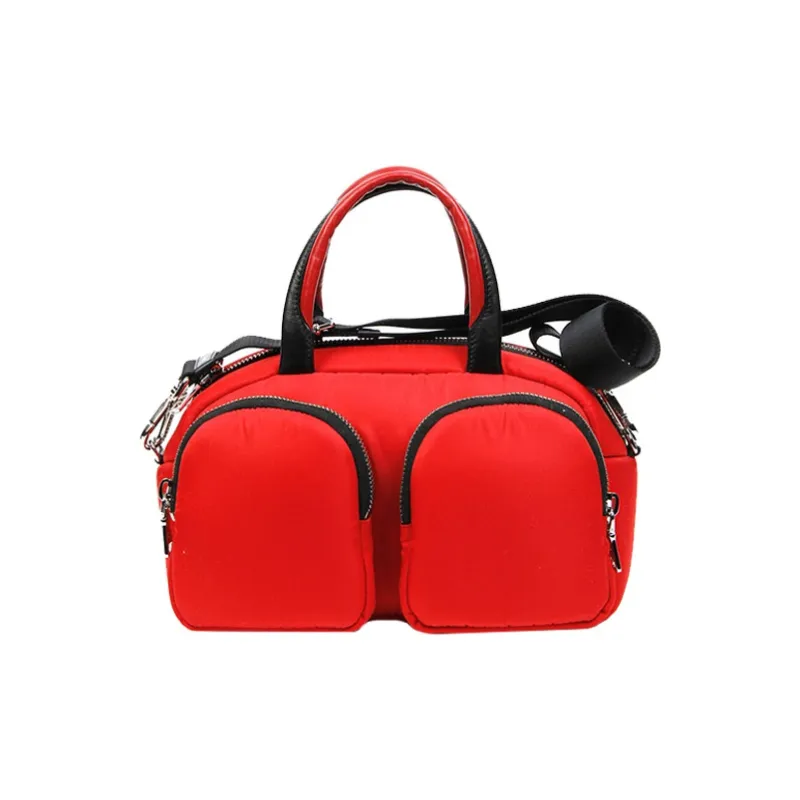 PRADA Nylon Fabric Handbag Women's Red-3