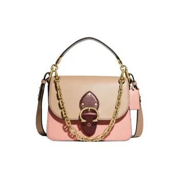 COACH Beat Leather Crossbody Bag Medium Size Women's Milk Tea & Pink