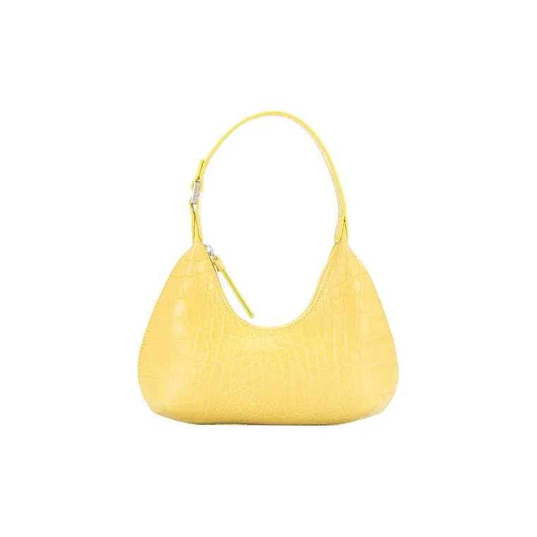 By Far Crocodile Pattern Cow Leather Shoulder Bag Crescent Bag Handbag Shoulder Bag Mini Women's Cadillac Yellow-0