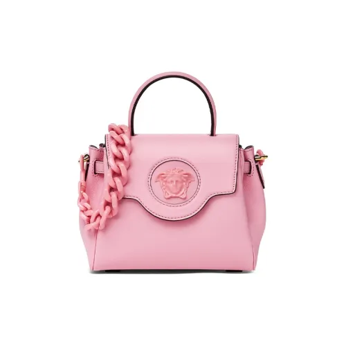 VERSACE La Medusa Cow Leather Shoulder Bag, Crossbody Bag, Handbag Trumpets Women's Pink