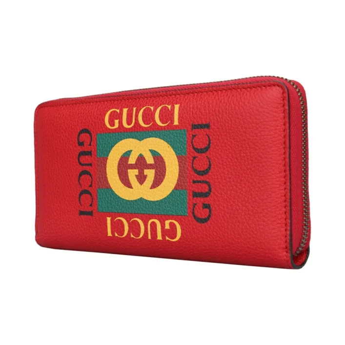 GUCCI Cow Leather Wallet Unisex Red-1