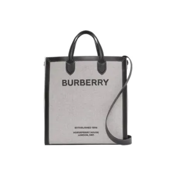 Burberry Canvas Tote Bag Shopping Bag Canvas Bag Sheet Music Bag Handbag Men's Carbon Gray Black