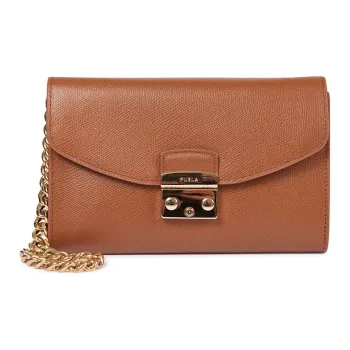 Furla Metropolis Collection Leather Clutch Women's Brown