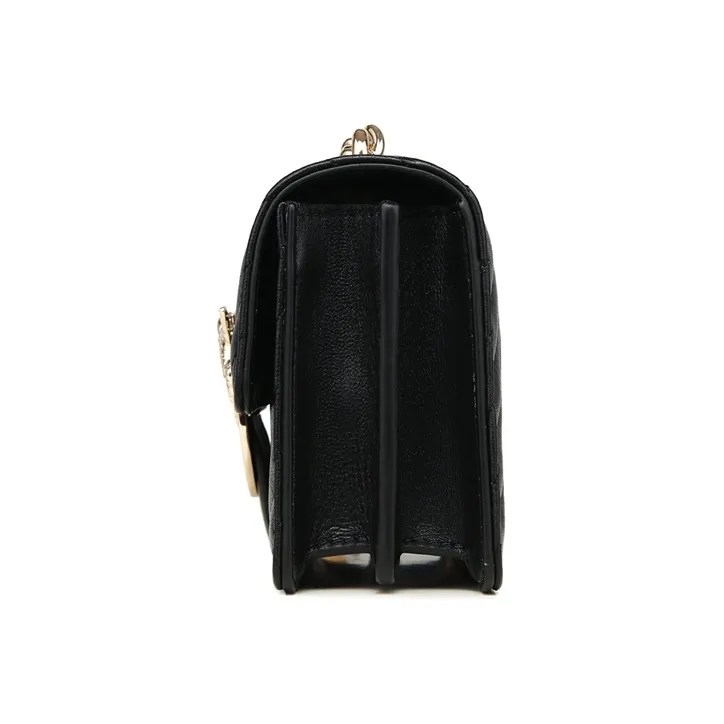 PINKO Quilt Leather Swallow Bag, Handbag, Shoulder Bag, Crossbody Bag Mini Women's Black/Black Gold-3