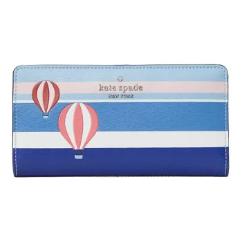 Kate Spade Leather Card Holder Long Wallet Women's Gradient Blue