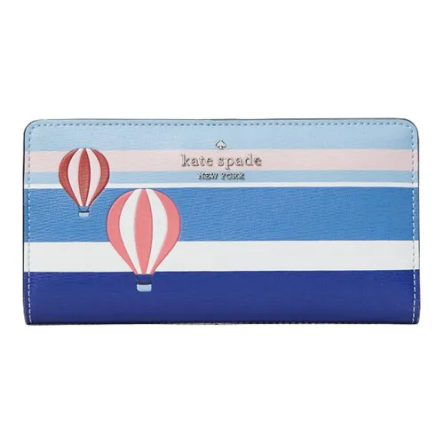 Kate Spade Leather Card Holder Long Wallet Women's Gradient Blue