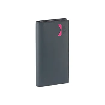 FENDI Leather Long Flap Wallet Regular Men's Gray/Floral Pink