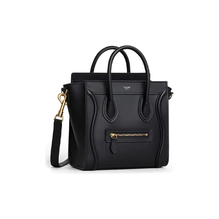 CELINE Cow Leather Smile Bag Portable Crossbody Bag Shoulder Bag Women's Black-1
