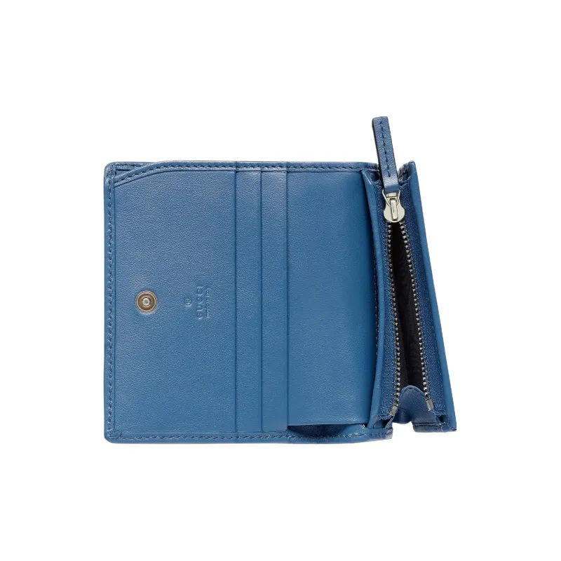 GUCCI GG Marmont Quilting Leather Coin Purses Card Holders Women's Blue-3