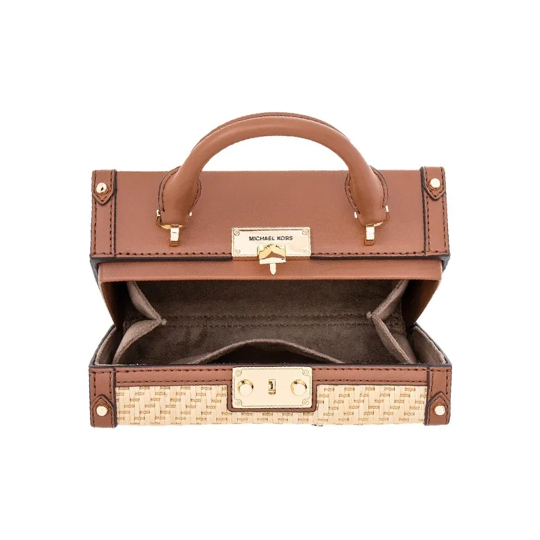 MICHAEL KORS Island Escape Leather Small Square Bag, Handbag, Shoulder Bag, Crossbody Bag Regular Women's Brown-2