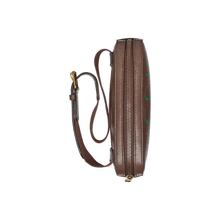 GUCCI Leather Fanny Pack, Sling Bag, Shoulder Bag, Crossbody Bag Unisex Brown-3