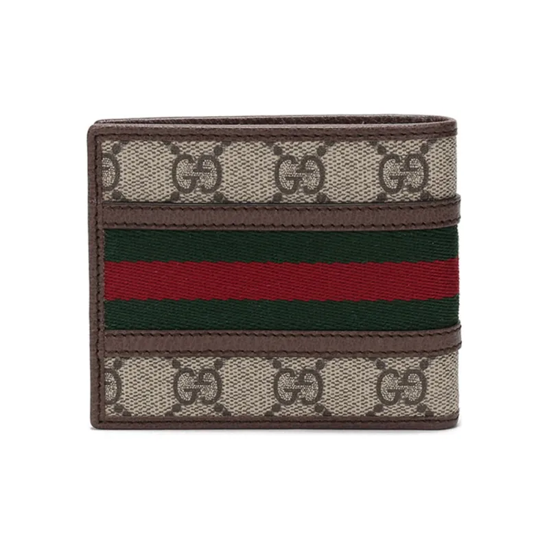 GUCCI Ophidia Canvas With Leather Wallet Men's Beige & Ebony-2
