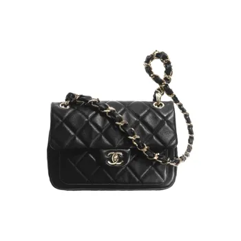 CHANEL Calfskin Pochette, Shoulder Bag, Crossbody Bag Trumpets Women's Black
