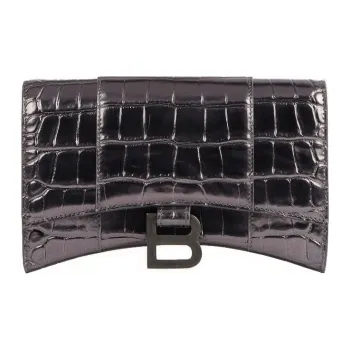 Balenciaga Cow Leather One Shoulder Handbag Crossbody Bag Women's Black Deep Silver