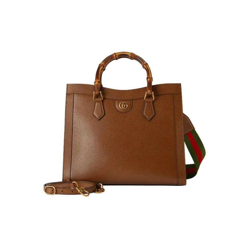 GUCCI Diana Leather One Shoulder Handbags Medium Size Unisex Brown-2