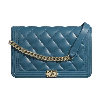 CHANEL Leboy Lambskin Shoulder Bag Women's Turquoise