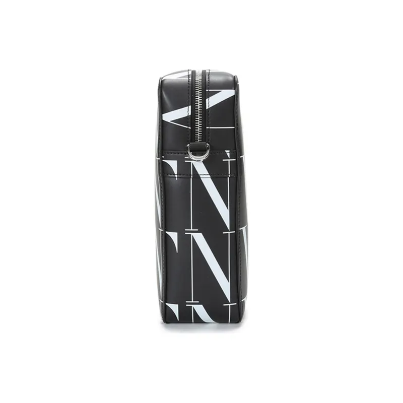 Valentino Cow Leather Crossbody Bag, Shoulder Bag Men's Black White-2