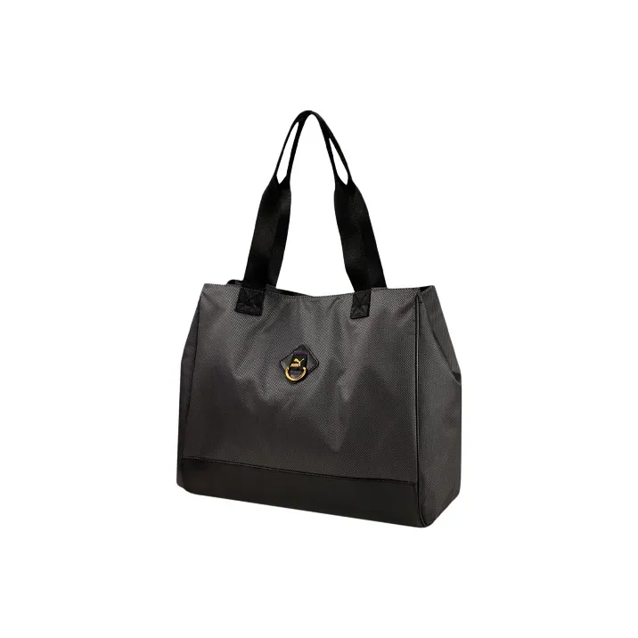 PUMA Leather Basket Bag, Tote Bag, Shopping Bag, Handbag Regular Women's Black Patchwork-0