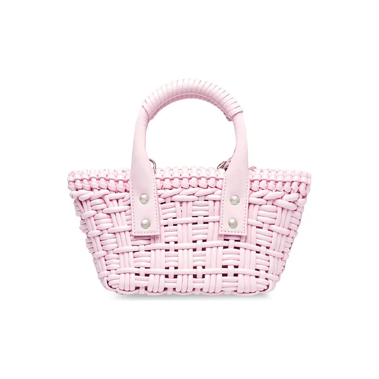 Balenciaga BISTRO Lacquered Finish Cow Leather Basket Bag Shoulder Bag Crossbody Bag Extra Small Women's Pink-2
