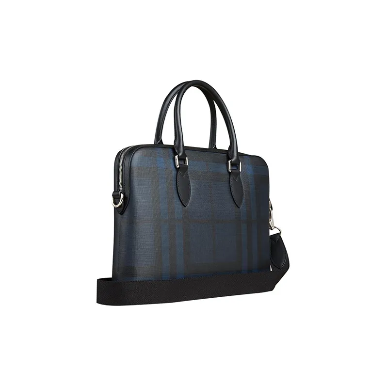 Burberry PVC Briefcases Handbags Men's Navy Blue-1