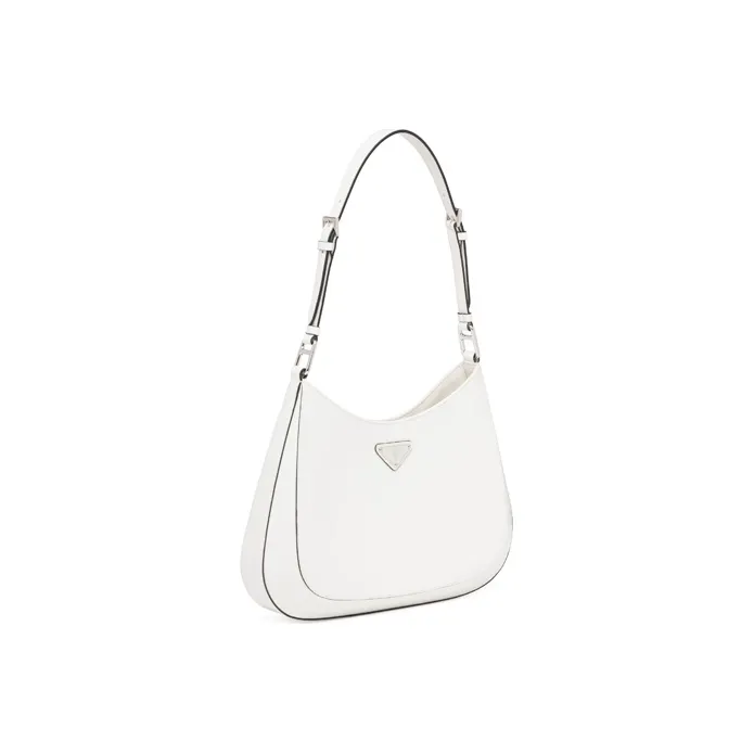 PRADA Cleo Shiny Leather Shoulder Bag Women's White-1