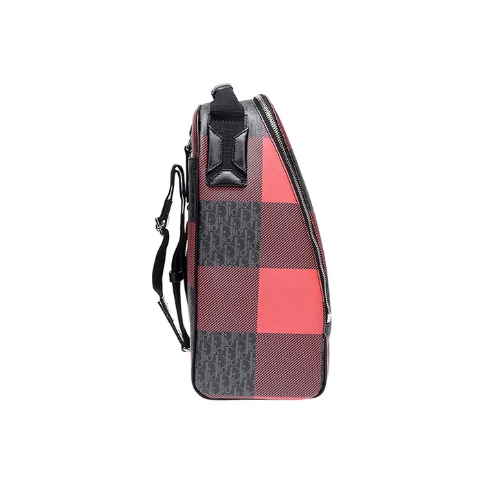 DIOR Canvas Bag, Portable Crossbody Bag, Shoulder Bag Tubas Men's Black & Red-2