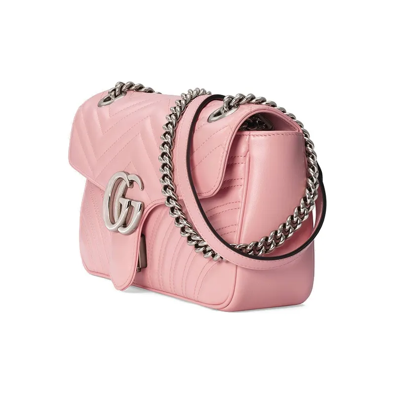 GUCCI GG Marmont Leather Shoulder Bag Crossbody Bag Small Size Women's Pink/Candy Color/Unicorn Pink-1