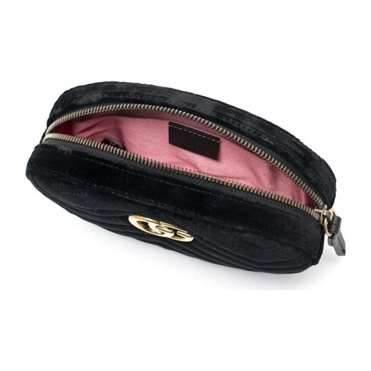 GUCCI Marmont Quilted Velvet Sling Bag, Fanny Pack Women's Black-5