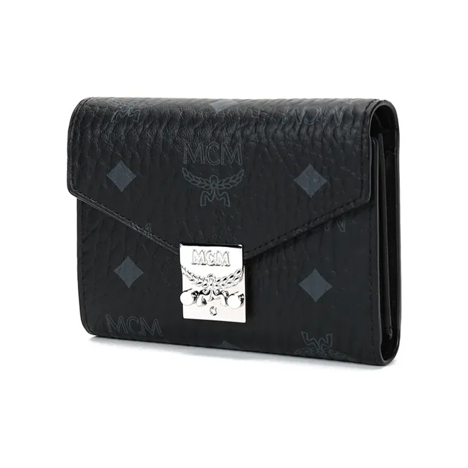 MCM Patricia Visetos Leather Wallet Women's Black-1