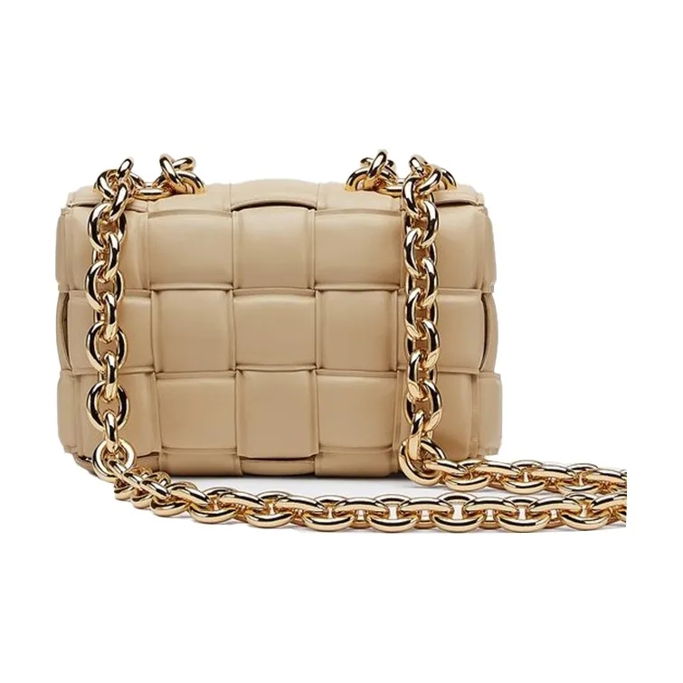 Bottega Veneta Chain Cassette Padded Intreccio Shoulder Bag Porridge-1