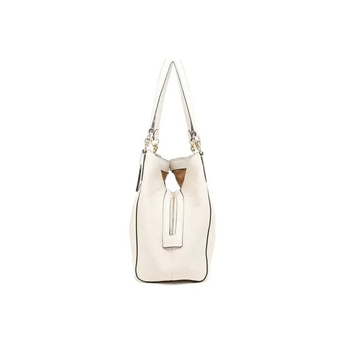 COACH Hallie Canvas Leather Bucket Bag Portable Crossbody Bag Shoulder Bag Large Size Women's Ecru-2
